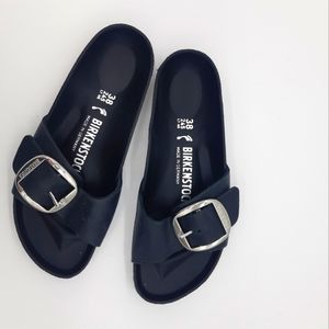 Birkenstock - Size 38 eur (7.5 usa) - Madrid Big Buckle NuBuck Sandal - Black